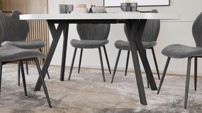 Mazzoni EXPANSO Wit mat / zwarte poten - OVALE UITSCHUIFTAFEL 160-360 cm VOOR 16-18 PERSONEN