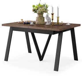 AVERY eik bruin/onderkant zwart - LOFT/INDUSTRIËLE TAFEL VOOR WOONKAMER/EETKAMER UITKLAPBAAR TOT 330 cm!