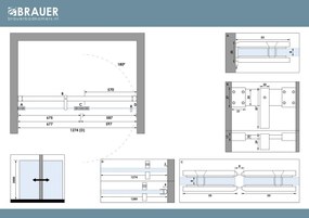 Brauer Void profielloze nisdeur 130cm met draaideur 60cm aan glas zwart mat