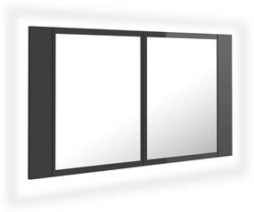 vidaXL Badkamerkast met spiegel en LED 80x12x45 cm hoogglans grijs