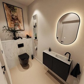 MONDIAZ TURE-DLUX 80cm toiletmeubel Urban. EDEN wastafel Opalo positie rechts. Met 1 kraangat. TUREDX80URBR1OPA