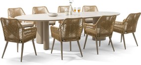 Tuinset 8 personen 300 cm Aluminium/rope Taupe Coco Vedra/Weave