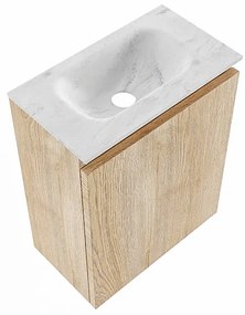 Mondiaz Ture DLux toiletmeubel 40cm washed oak met wastafel opalo midden zonder kraangat