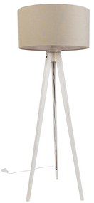 Vloerlamp tripod wit met stoffen kap lichtbruin 50cm - Tripod Classic Landelijk, Modern E27 rond Binnenverlichting Lamp