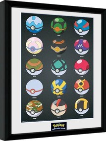 Ingelijste poster Pokemon - Pokeballs