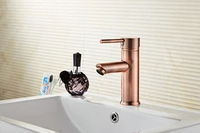 Saniclear Copper wastafelkraan met eenhendel bediening geborsteld koper