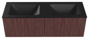 Mondiaz Kurve 130cm badmeubel ruby met 2 lades en wastafel cloud dubbel zonder kraangat urban