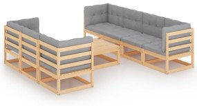 vidaXL 8-delige Loungeset met kussens massief grenenhout