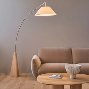 Boogvloerlamp in massief eiken en linnen, NESTWOOD