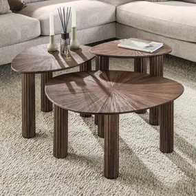 Salontafel Set Bruin Teakhout 3-delig - 76 X 61cm.