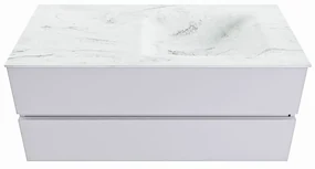 Mondiaz Vica DLux badmeubel 110cm cale 2 lades met wastafel opalo rechts 1 kraangat
