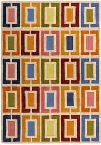 Handgetuft hoog-laag wollen vloerkleed Retro Blocks