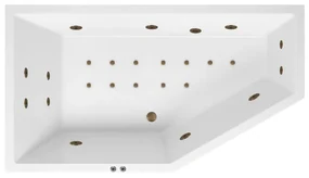 Lambini Designs Florence bubbelbad 160x90cm elektronisch links met 6+4+2 hydrojets en 12 aerojets rose goud