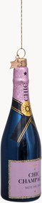 Mondgeblazen kerstornament Luxury Pink Bottle met champagne