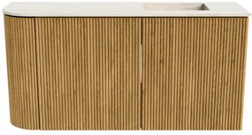 Mondiaz Joya DLux 80cm toiletmeubel ronding links oak met wastafel faye rechts 1 kraangat meli