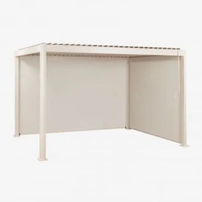 Bioclimatische Aluminium Pergola Met Lamellen En Zijzeilen Druvia Tapioca Beige & 3 X 4 M - Sklum