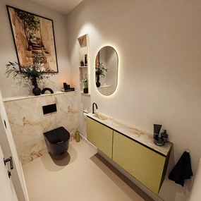 Mondiaz Ture DLux toiletmeubel 120cm oro met wastafel frappe links met kraangat