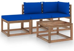 vidaXL 4-delige Loungeset pallet met kussens geïmpregneerd grenenhout