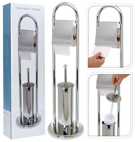 Bathroom Solutions Toiletpapier-/toiletborstelhouder rvs zilverkleurig