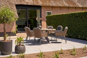 Tuinset Ronde Tuintafel 6 personen 160 cm Wicker Grijs Santika Furniture Santika