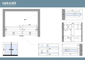 Brauer Void profielloze nisdeur 130cm met draaideur 60cm aan muur koper geborsteld PVD