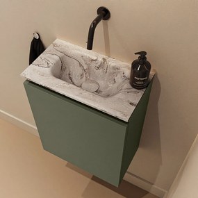 Mondiaz Ture DLux toiletmeubel 40cm army met wastafel glace midden zonder kraangat