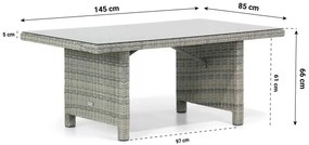 Stoel en Bank Loungeset 6 personen Wicker Grijs  Garden Collections Giardino/Napoli