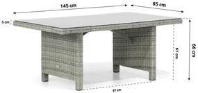 Dining Loungeset 5 personen Wicker Grijs  Garden Collections Amico/Napoli