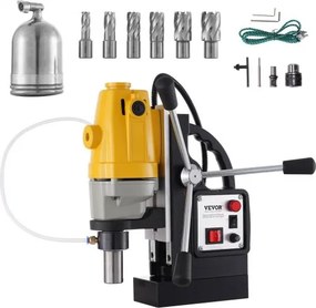 VEVOR 1100W magneetboormachine met een boordiameter van 1-1/2 inch (40 mm) MD40 magneetboormachine 12000N magnetische kracht magnetisch boorsysteem 670 tpm met 6-delige HSS ringfreesset