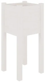 vidaXL Plantenbak 31x31x70 cm massief grenenhout wit