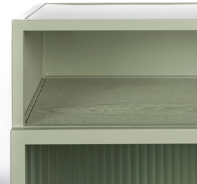 Lichtgroene Kast Met Ribbelglas - 60x35x105cm.
