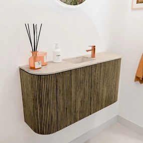 Mondiaz Joya DLux 85cm toiletmeubel ronding links/rechts dusk met wastafel faye midden 1 kraangat frappe