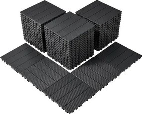 VEVOR Terrastegels, Set van 54, Balkontegels 295x295 mm, Kliktegels, Kunststof Vloerbedekking voor Buiten, Terrasvloer voor Veranda, Zwembad, Balkon, Achtertuin, Donkergrijs