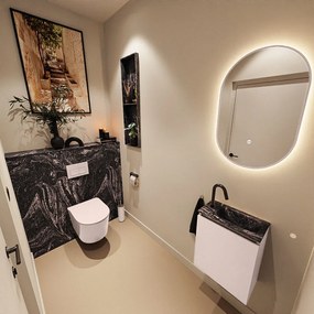 Mondiaz Ture DLux toiletmeubel 40cm rosee met wastafel lava rechts met kraangat