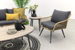 Garden Impressions Margriet stoel-bank loungeset - Natural rotan/Mystic Grey - 5 delig