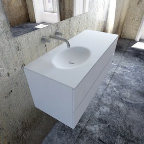 Zaro Sevilla Solid Surface badmeubel 120cm mat wit zonder kraangat spoelbak links