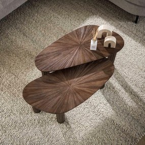 Salontafel Set Bruin Teakhout 2-delig - 84 X 39cm.