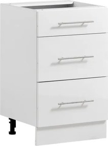 VEVOR Onderkast 500x475x815 mm BxDxH Spaanplaat Keukenonderkast Wit, voor Wasruimte en Badkamer, zonder werkblad, in Shaker-stijl, met 3 lades, soft-close mechanisme en 3M-laminaat