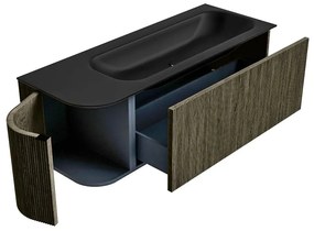Mondiaz Kurve 125cm badmeubel ronding links shadow met 1 lade en deur en wastafel big medium kraangat rechts urban