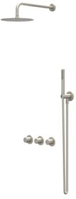 IVY Bond Regendoucheset - inbouw - symmetry - 2 stopkranen - 15cm plafondbuis - 30cm slim hoofddouche - houder met uitlaat - 150cm doucheslang - 3-standen handdouche - Geborsteld nickel PVD CSB4GNBCBA