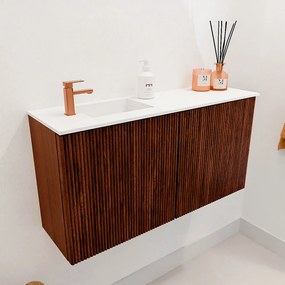 Mondiaz Joya 80cm toiletmeubel ruby met wastafel faye links 1 kraangat talc