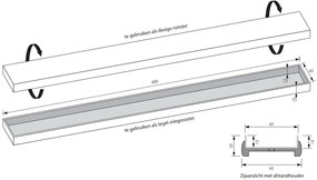 Brauer los multifunctioneel tegelinlegrooster 90cm gunmetal geborsteld PVD