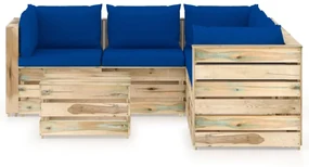 vidaXL 6-delige Loungeset met kussens groen geïmpregneerd hout