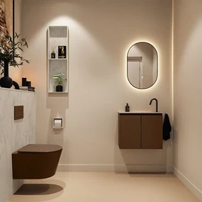 Mondiaz Ture DLux toiletmeubel 60cm rust met wastafel opalo rechts met kraangat