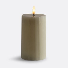 Gestreepte LED kaars in wax H15,5 cm, Caspar