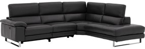 Goossens Excellent Bank Noud donkergrijs, leer, modern design met ligelement rechts