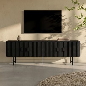 Zwart Tv-meubel Ronde Hoeken - 170x45x56cm.