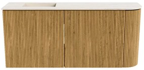 Mondiaz Joya DLux 90cm toiletmeubel ronding rechts oak met wastafel faye links zonder kraangat meli