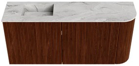 Mondiaz Joya DLux 90cm toiletmeubel ronding rechts ruby met wastafel faye links 1 kraangat glace