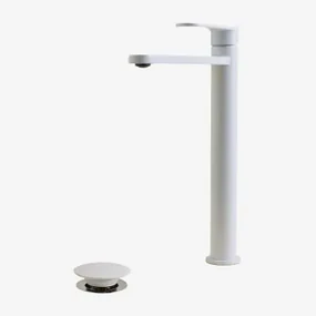 Alameda Messing Wastafelkraanset En Orveta Rvs En Messing Click-clack Wastafelafvoerventielset Wit & ↑30 Cm & Klep Met Overloop - Sklum